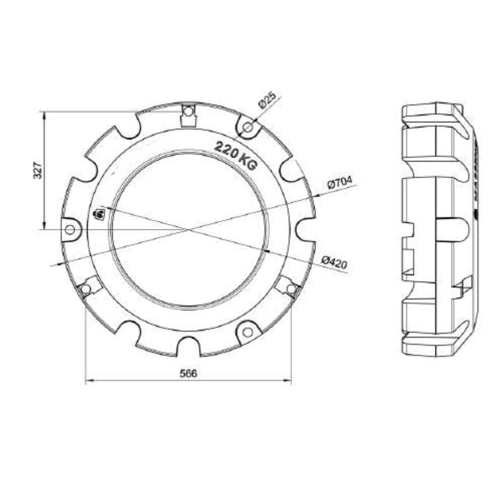 Peso de Roda Trator John Deere 220KG